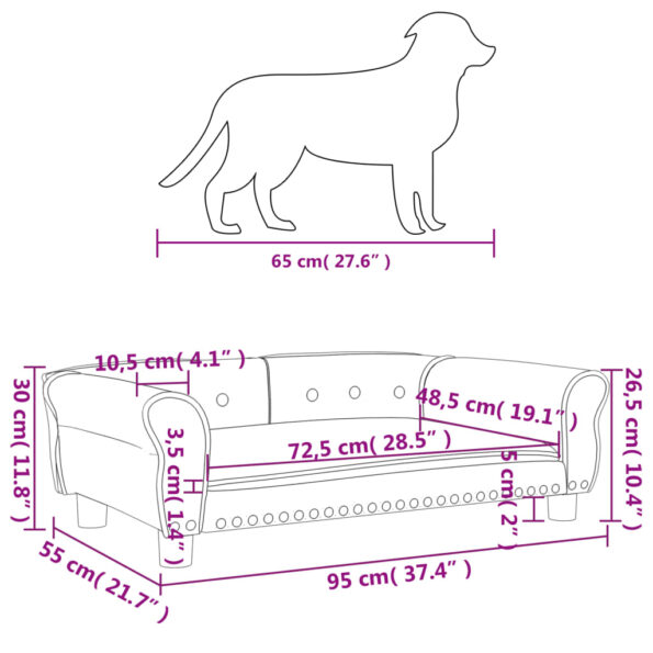 vidaXL Posteľ pre psa tmavosivá 95x55x30 cm zamat – Obrázok 7