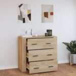 vidaXL Komoda dub sonoma 80x33x70 cm spracované drevo – Obrázok 7