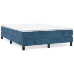 vidaXL Rám na boxspring posteľ tmavomodrý 140x190 cm zamat – Obrázok 2