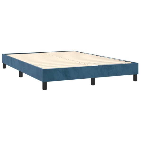 vidaXL Rám na boxspring posteľ tmavomodrý 140x190 cm zamat – Obrázok 4