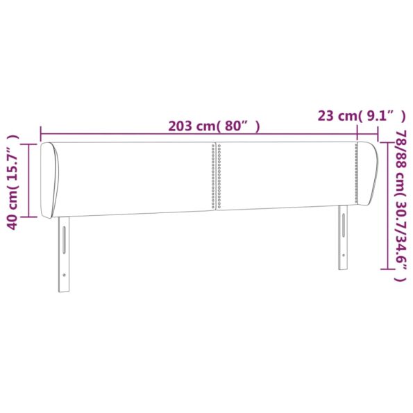 vidaXL Čelo postele so záhybmi bledosivé 203x23x78/88 cm zamat – Obrázok 9