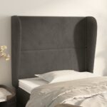 vidaXL Čelo postele so záhybmi tmavosivé 93 x 23 x 118/128 cm zamat