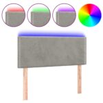 vidaXL Čelo postele s LED bledosivé 100x5x78/88 cm zamat – Obrázok 2