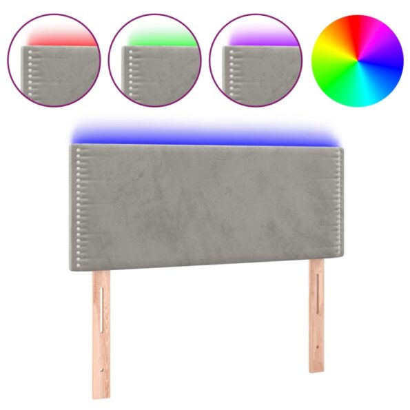 VXL8720287281580_a_en_hd_1.jpg vidaXL Čelo postele s LED bledosivé 100x5x78/88 cm zamat – Obrázok 2
