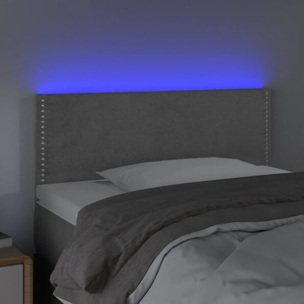 VXL8720287281580_g_en_hd_1.jpg vidaXL Čelo postele s LED bledosivé 100x5x78/88 cm zamat – Obrázok 3