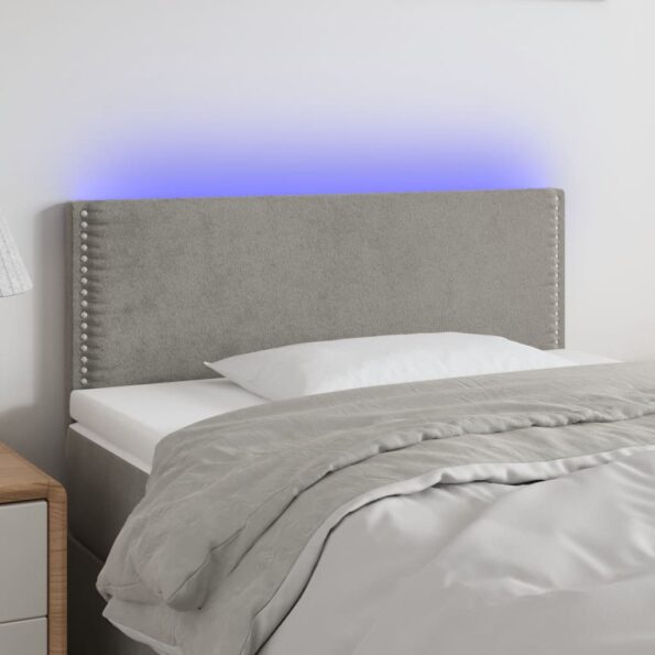 VXL8720287281580_m_en_hd_1.jpg vidaXL Čelo postele s LED bledosivé 100x5x78/88 cm zamat – Obrázok 1