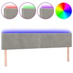 vidaXL Čelo postele s LED bledosivé 200x5x78/88 cm zamat – Obrázok 2