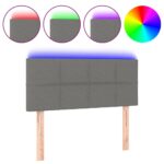 vidaXL Čelo postele s LED tmavosivé 90x5x78/88 cm látka – Obrázok 2