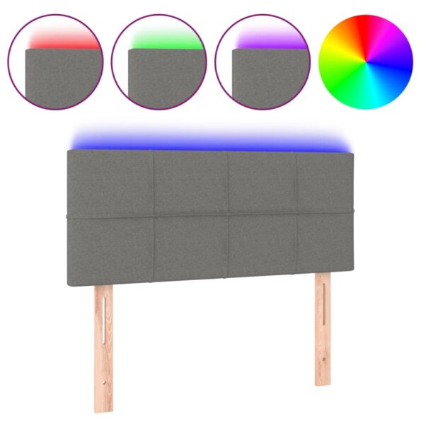 vidaXL Čelo postele s LED tmavosivé 90x5x78/88 cm látka – Obrázok 2