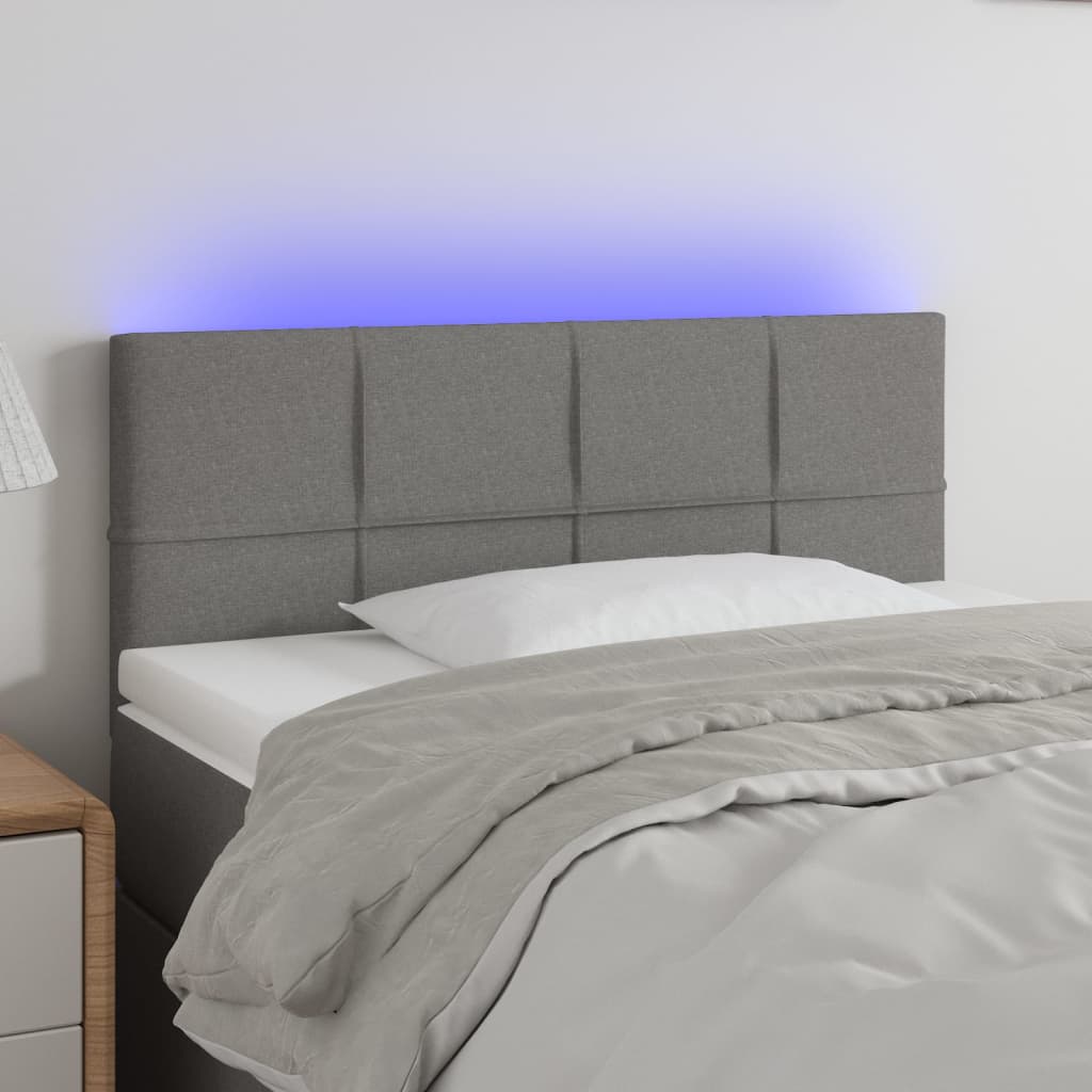 VXL8720287282396_m_en_hd_1.jpg vidaXL Čelo postele s LED tmavosivé 90x5x78/88 cm látka – Obrázok 1