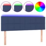 vidaXL Čelo postele s LED modré 144x5x78/88 cm látka – Obrázok 2