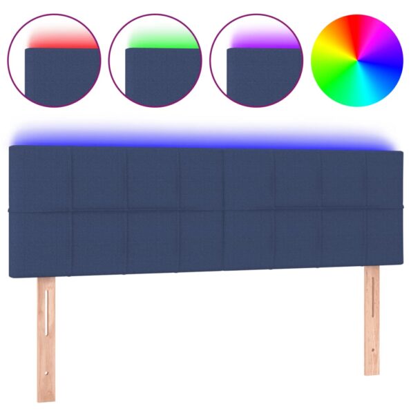 vidaXL Čelo postele s LED modré 144x5x78/88 cm látka – Obrázok 2