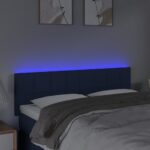 vidaXL Čelo postele s LED modré 144x5x78/88 cm látka – Obrázok 3