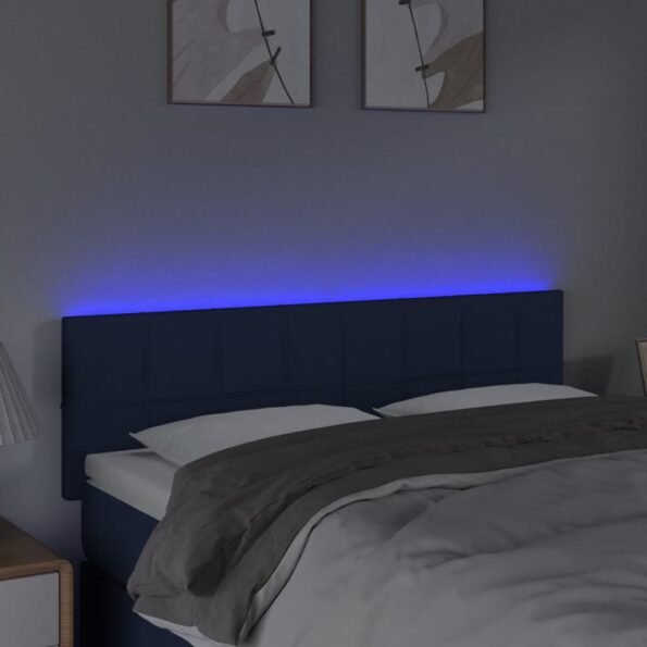 vidaXL Čelo postele s LED modré 144x5x78/88 cm látka – Obrázok 3