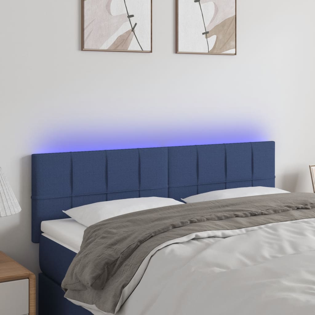 VXL8720287282600_m_en_hd_1.jpg vidaXL Čelo postele s LED modré 144x5x78/88 cm látka – Obrázok 1