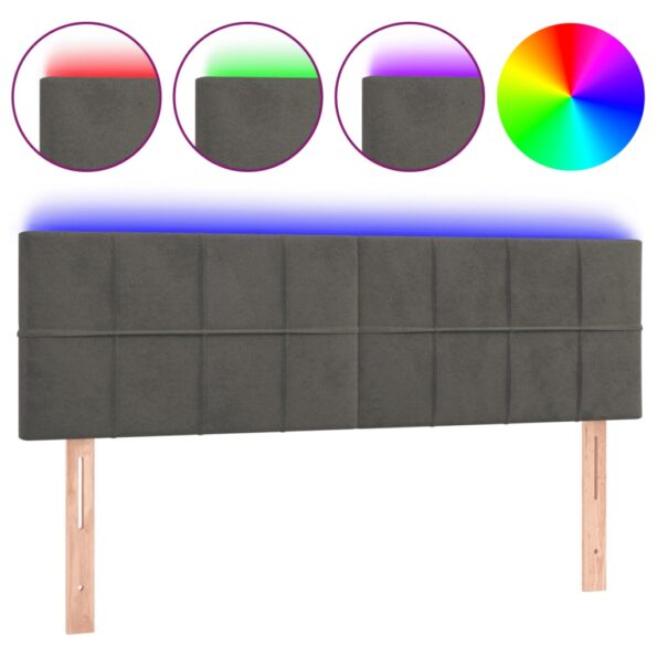 VXL8720287283058_a_en_hd_1.jpg vidaXL Čelo postele s LED tmavosivé 144x5x78/88 cm zamat – Obrázok 2
