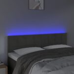 vidaXL Čelo postele s LED tmavosivé 144x5x78/88 cm zamat – Obrázok 3