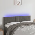 vidaXL Čelo postele s LED tmavosivé 144x5x78/88 cm zamat