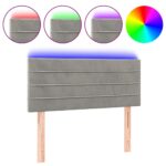vidaXL Čelo postele s LED bledosivé 90x5x78/88 cm zamat – Obrázok 2