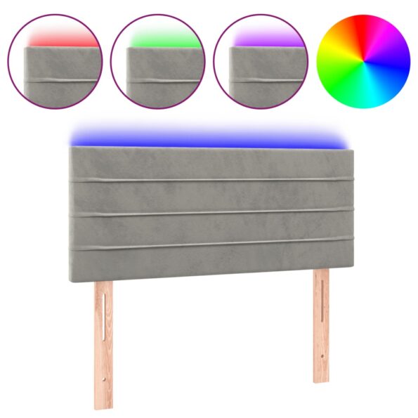 vidaXL Čelo postele s LED bledosivé 90x5x78/88 cm zamat – Obrázok 2