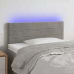 vidaXL Čelo postele s LED bledosivé 90x5x78/88 cm zamat