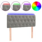 vidaXL Čelo postele s LED bledosivé 100x7x78/88 cm zamat – Obrázok 2