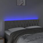 vidaXL Čelo postele s LED bledosivé 144x7x78/88 cm zamat – Obrázok 3