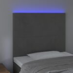 vidaXL Čelo postele s LED tmavosivé 90x5x118/128 cm zamat – Obrázok 3