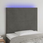 vidaXL Čelo postele s LED tmavosivé 90x5x118/128 cm zamat