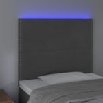 vidaXL Čelo postele s LED tmavosivé 90x5x118/128 cm zamat – Obrázok 3