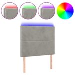 vidaXL Čelo postele s LED bledosivé 100x5x118/128 cm zamat – Obrázok 2