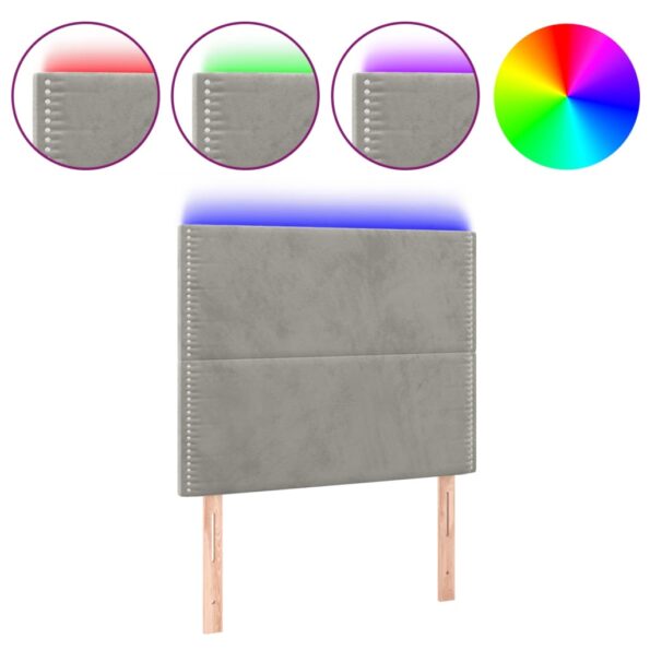 VXL8720287289708_a_en_hd_1.jpg vidaXL Čelo postele s LED bledosivé 100x5x118/128 cm zamat – Obrázok 2