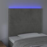 vidaXL Čelo postele s LED bledosivé 100x5x118/128 cm zamat – Obrázok 3