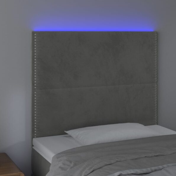 VXL8720287289708_g_en_hd_1.jpg vidaXL Čelo postele s LED bledosivé 100x5x118/128 cm zamat – Obrázok 3