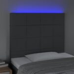 vidaXL Čelo postele s LED tmavosivé 80x5x118/128 cm látka – Obrázok 3