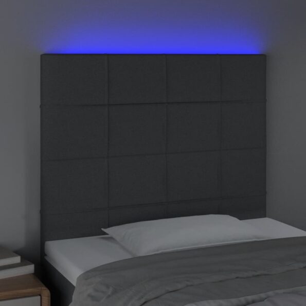 vidaXL Čelo postele s LED tmavosivé 80x5x118/128 cm látka – Obrázok 3