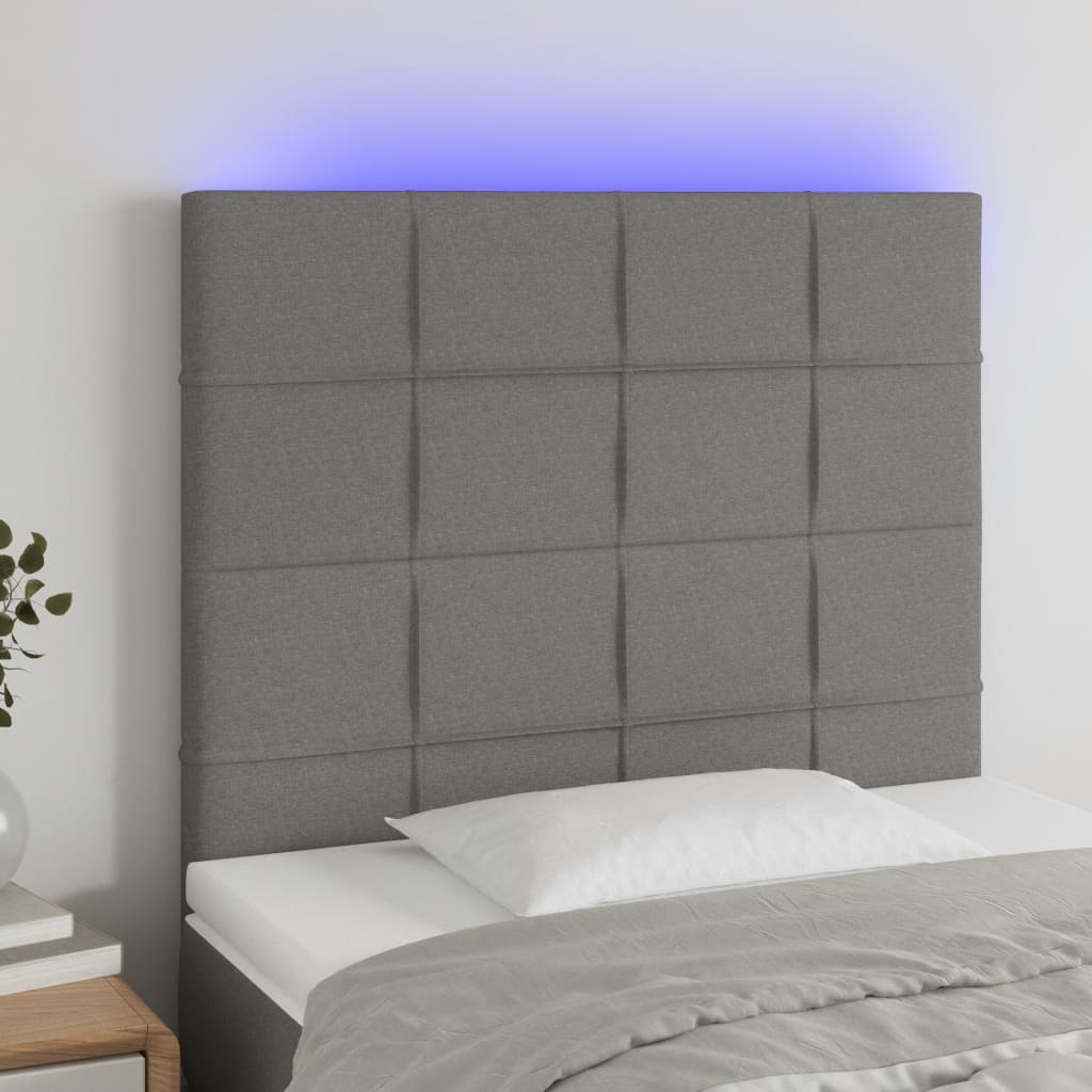 VXL8720287290438_m_en_hd_1.jpg vidaXL Čelo postele s LED tmavosivé 80x5x118/128 cm látka – Obrázok 1