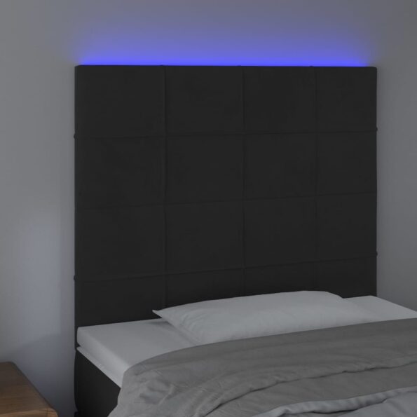 vidaXL Čelo postele s LED čierne 80x5x118/128 cm zamat – Obrázok 3