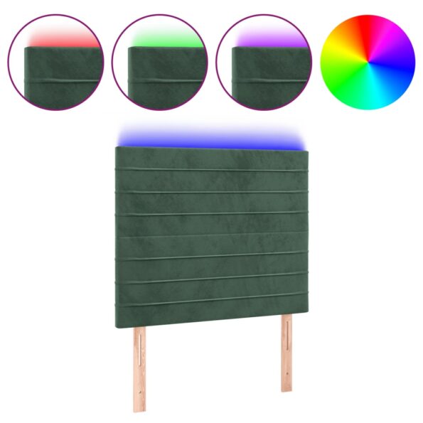 VXL8720287292531_a_en_hd_1.jpg vidaXL Čelo postele s LED tmavozelené 100x5x118/128 cm zamat – Obrázok 2