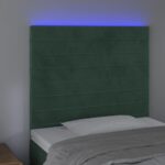 vidaXL Čelo postele s LED tmavozelené 100x5x118/128 cm zamat – Obrázok 3