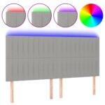 vidaXL Čelo postele s LED bledosivé 160x5x118/128 cm látka – Obrázok 2