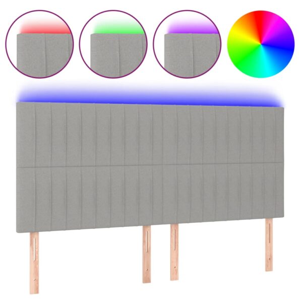VXL8720287293125_a_en_hd_1.jpg vidaXL Čelo postele s LED bledosivé 160x5x118/128 cm látka – Obrázok 2