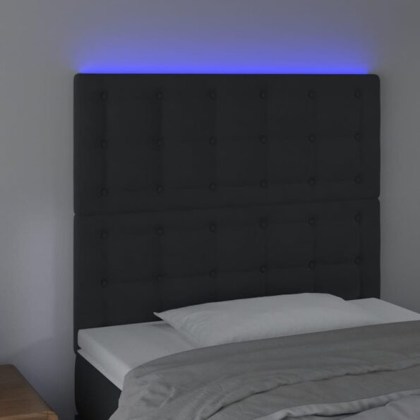 vidaXL Čelo postele s LED čierne 100x5x118/128 cm zamat – Obrázok 3