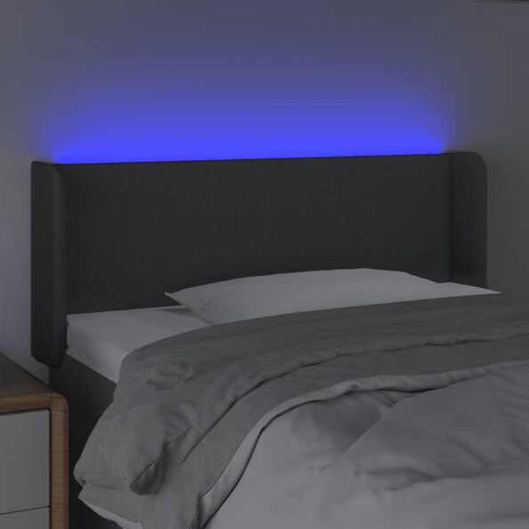 vidaXL Čelo postele s LED tmavosivé 93x16x78/88 cm látka – Obrázok 4