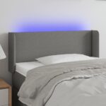 vidaXL Čelo postele s LED tmavosivé 93x16x78/88 cm látka