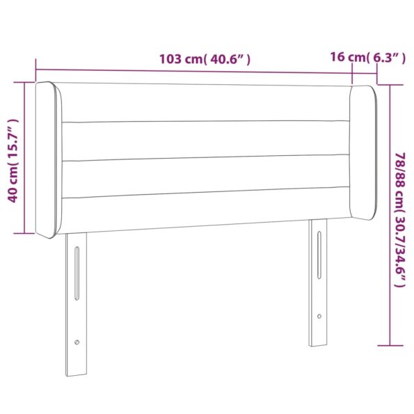 vidaXL Čelo postele s LED tmavohendé 103x16x78/88 cm látka – Obrázok 6