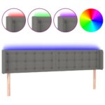 vidaXL Čelo postele s LED tmavosivé 183x16x78/88 cm látka – Obrázok 2