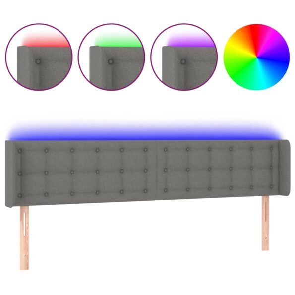 VXL8720287303299_a_en_hd_1.jpg vidaXL Čelo postele s LED tmavosivé 183x16x78/88 cm látka – Obrázok 2