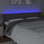 vidaXL Čelo postele s LED tmavosivé 183x16x78/88 cm látka – Obrázok 4