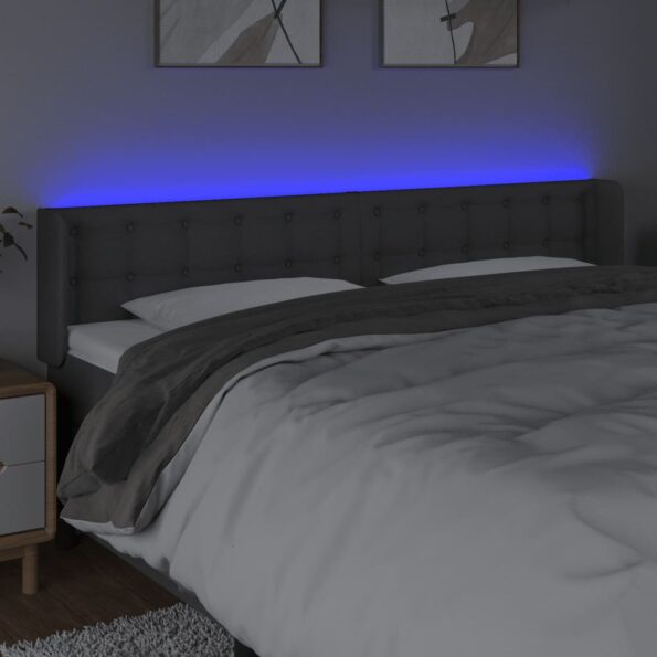 VXL8720287303299_g_en_hd_2.jpg vidaXL Čelo postele s LED tmavosivé 183x16x78/88 cm látka – Obrázok 4